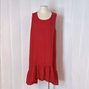 BRYN WALKER Red Linen Sleeveless Dress